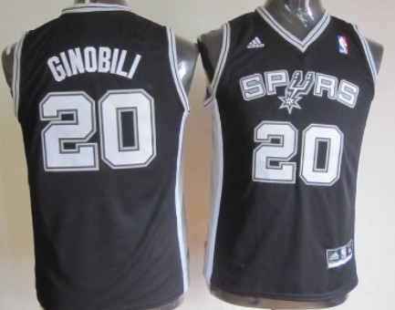San Antonio Spurs #20 Manu Ginobili Black Kids Jersey 