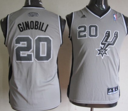 San Antonio Spurs #20 Manu Ginobili Gray Kids Jersey 