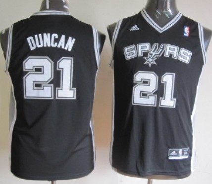 San Antonio Spurs #21 Tim Duncan Black Kids Jersey 