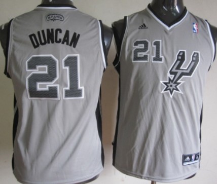 San Antonio Spurs #21 Tim Duncan Gray Kids Jersey 