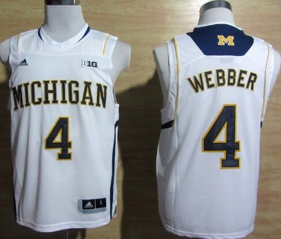 Michigan Wolverines #4 Chirs Webber White Big 10 Patch Jersey
