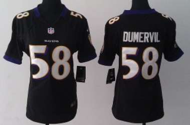 Nike Baltimore Ravens #58 Elvis Dumervil Black Game Womens Jersey