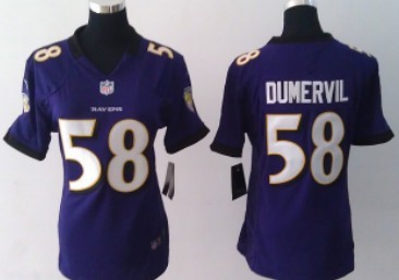 Nike Baltimore Ravens #58 Elvis Dumervil Purple Game Womens Jersey