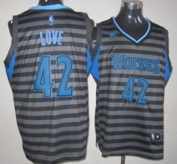Minnesota Timberwolves #42 Kevin Love Gray With Black Pinstripe Jersey