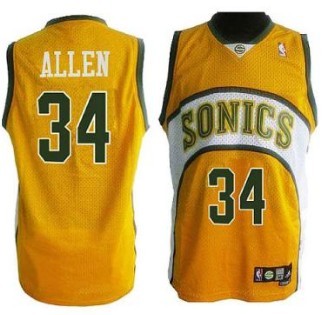 Seattle Supersonics #34 Ray Allen 1994-95 Yellow Swingman Jersey 