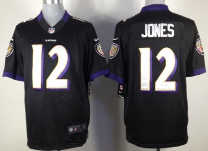 Nike Baltimore Ravens #12 Jacoby Jones Black Game Jersey