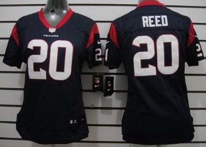 Nike Houston Texans #20 Ed Reed Blue Limited Womens Jersey 