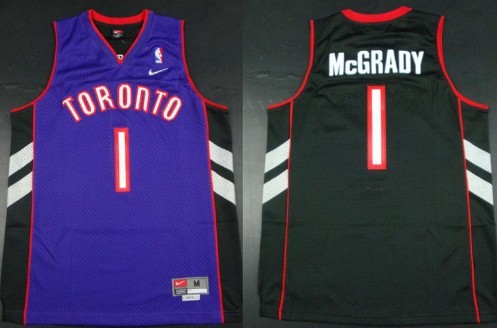 Toronto Raptors #1 Tracy McGrady Hardwood Classic Black With Purple Swingman Jersey 