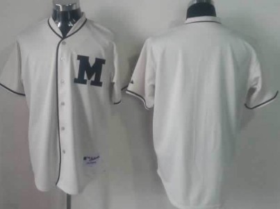 Men's Milwaukee Brewers Customized 1913 Cream M Patch Jersey