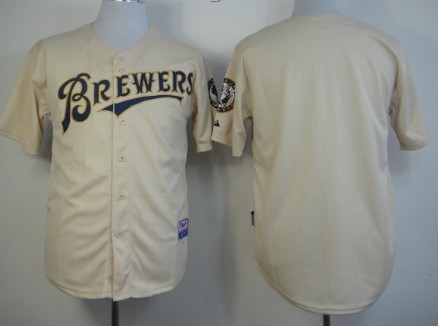 Men's Milwaukee Brewers Customized 2013 Cream Jersey