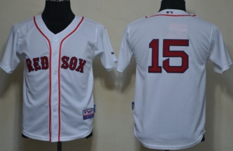 Boston Red Sox #15 Dustin Pedroia White Kids Jersey 