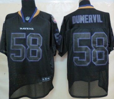 Nike Baltimore Ravens #58 Elvis Dumervil Lights Out Black Elite Jersey 