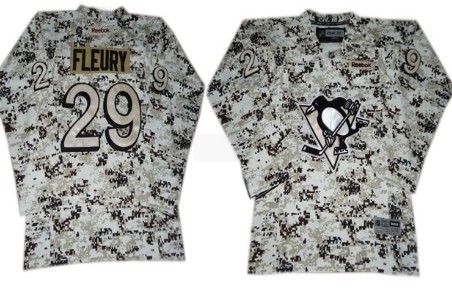 Pittsburgh Penguins #29 Marc-Andre Fleury White Camo Kids Jersey