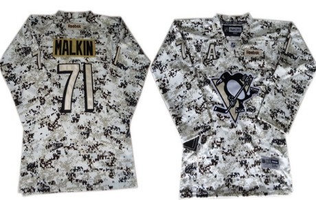 Pittsburgh Penguins #71 Evgeni Malkin White Camo Kids Jersey