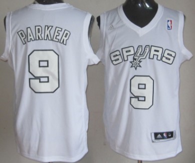 San Antonio Spurs #9 Tony Parker Revolution 30 Swingman White Big Color Jersey 