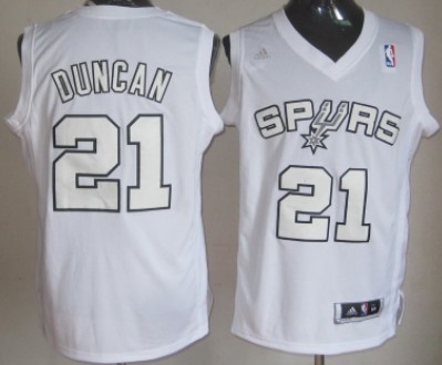 San Antonio Spurs #21 Tim Duncan Revolution 30 Swingman White Big Color Jersey 