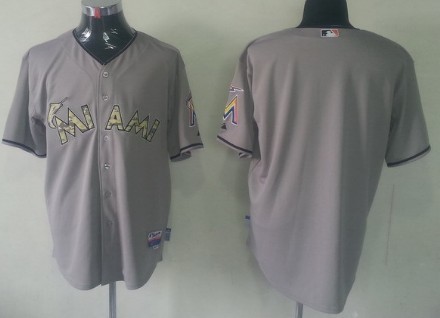 Miami Marlins Blank Gray With Camo Jersey