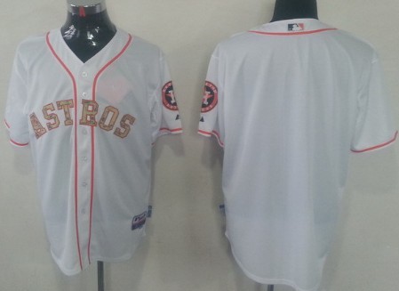 Kids' Houston Astros Customized White With Camo Jersey