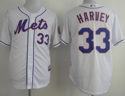 New York Mets #33 Matt Harvey White Jersey 