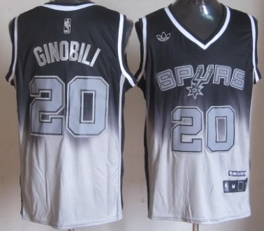 San Antonio Spurs #20 Manu Ginobili Black/Gray Fadeaway Fashion Jersey