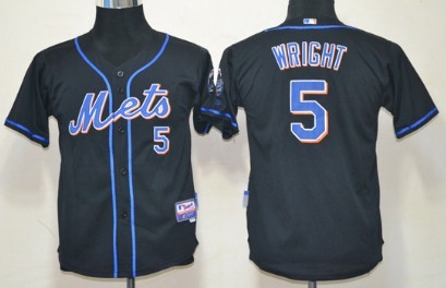 New York Mets #5 David Wright Black Kids Jersey 