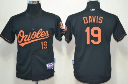 Baltimore Orioles #19 Chris Davis Black Kids Jersey