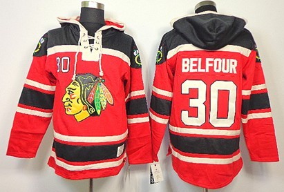 Old Time Hockey Chicago Blackhawks #30 Ed Belfour Red Hoodie
