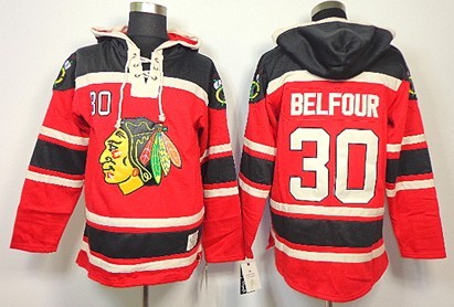 Old Time Hockey Chicago Blackhawks #30 Ed Belfour Red Hoodie