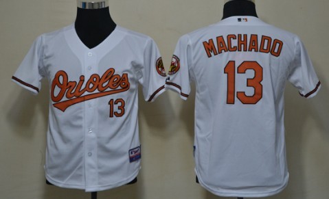 Baltimore Orioles #13 Manny Machado White Kids Jersey