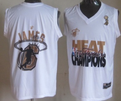 Miami Heat #6 LeBron James 2013 NBA Champions White Fashion Jersey 