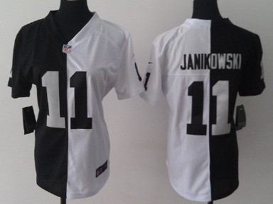 Nike Oakland Raiders #11 Sebastian Janikowski Black/White Two Tone Womens Jersey