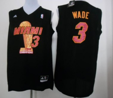 Miami Heat #3 Dwyane Wade 2013 NBA Champions Black Fashion Jersey 