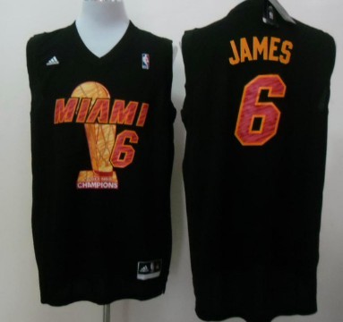 Miami Heat #6 LeBron James 2013 NBA Champions Black Fashion Jersey
