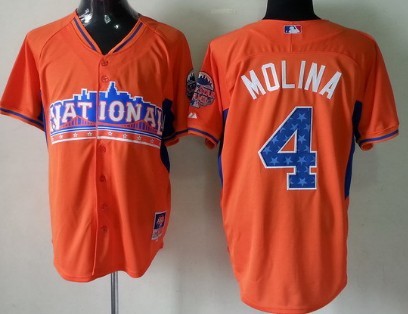 St. Louis Cardinals #4 Yadier Molina 2013 All-Star Orange Jersey