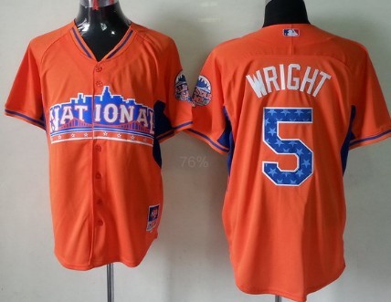 New York Mets #5 David Wright 2013 All-Star Orange Jersey