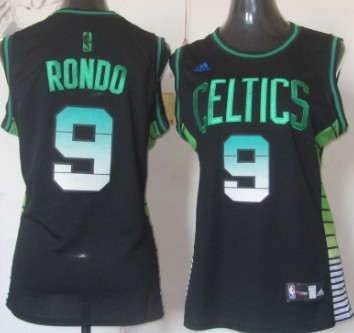 Boston Celtics #9 Rajon Rondo Vibe Black Fashion Womens Jersey 