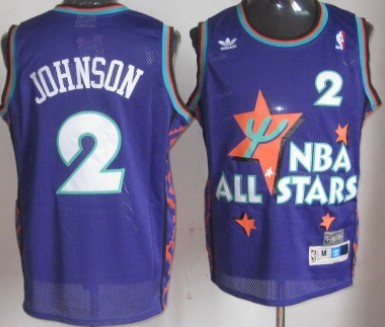 NBA 1995 All-Star #2 Larry Johnson Purple Swingman Throwback Jersey 