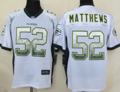 Nike Green Bay Packers #52 Clay Matthews Drift Fashion White Elite Jersey