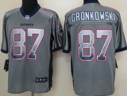 Nike New England Patriots #87 Rob Gronkowski Drift Fashion Gray Elite Jersey