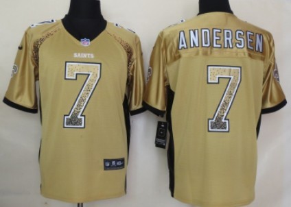 Nike New Orleans Saints #7 Morten Andersen Drift Fashion Gold Elite Jersey
