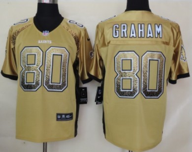 Nike New Orleans Saints #80 Jimmy Graham Drift Fashion Gold Elite Jersey
