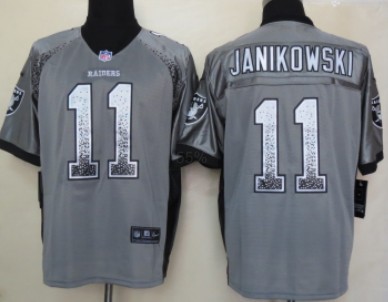 Nike Oakland Raiders #11 Sebastian Janikowski Drift Fashion Gray Elite Jersey