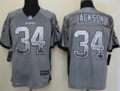 Nike Oakland Raiders #34 Bo Jackson Drift Fashion Gray Elite Jersey