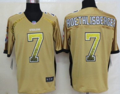 Nike Pittsburgh Steelers #7 Ben Roethlisberger Drift Fashion Yellow Elite Jersey