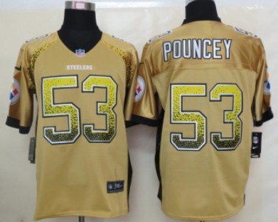 Nike Pittsburgh Steelers #53 Maurkice Pouncey Drift Fashion Yellow Elite Jersey