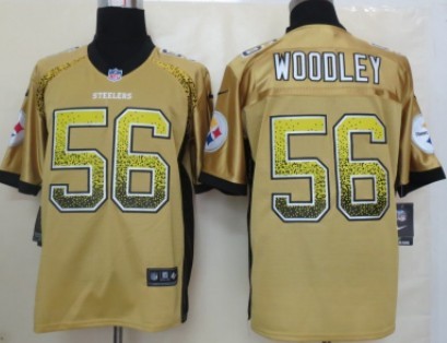 Nike Pittsburgh Steelers #56 LaMarr Woodley Drift Fashion Yellow Elite Jersey
