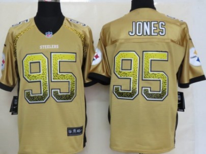 Nike Pittsburgh Steelers #95 Jarvis Jones Drift Fashion Yellow Elite Jersey