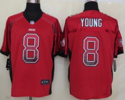 Nike San Francisco 49ers #8 Steve Young Drift Fashion Red Elite Jersey