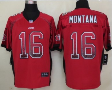 Nike San Francisco 49ers #16 Joe Montana Drift Fashion Red Elite Jersey