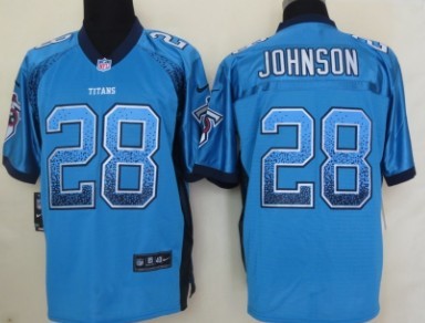 Nike Tennessee Titans #28 Chris Johnson Drift Fashion Blue Elite Jersey